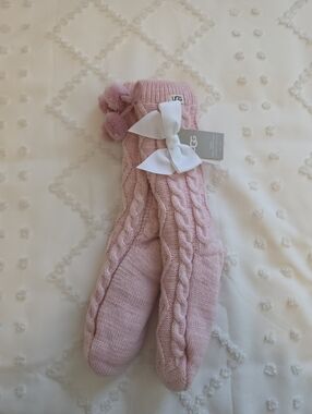 UGG Pink Cable Knit Fleece Lined Cozy Socks